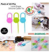 Pack of 15 Lock Shaped Silicone Cable Tie